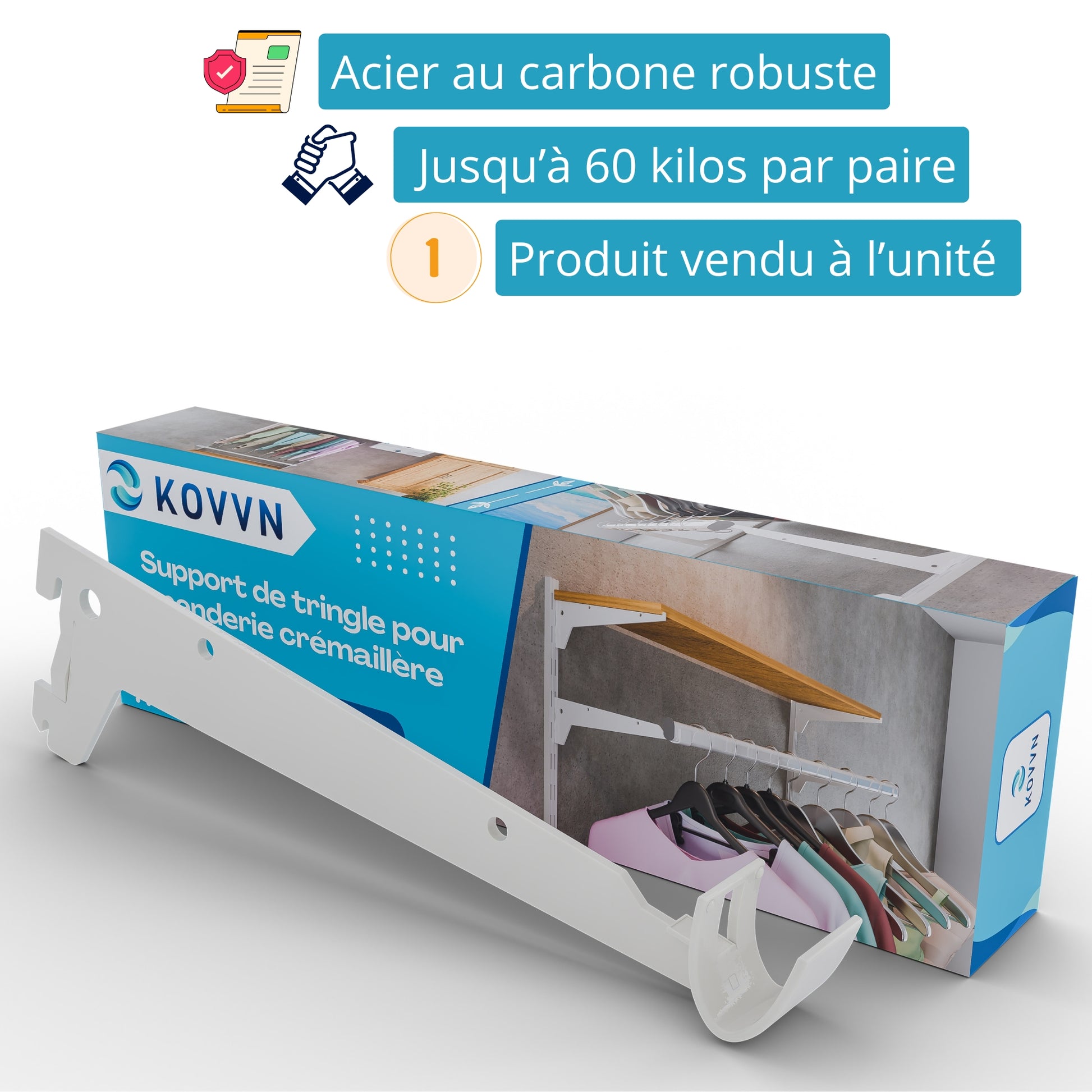 Support de tringle pour penderie crémaillère - Kovvn